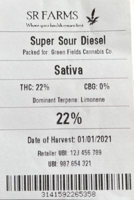 Cannabis Product Label
